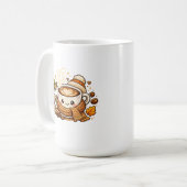 Mooie warme cappuccino koffiemok (Voorkant links)
