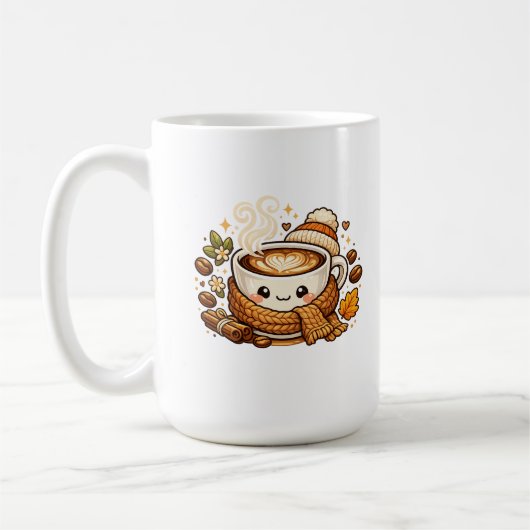 Mooie warme cappuccino koffiemok (Links)