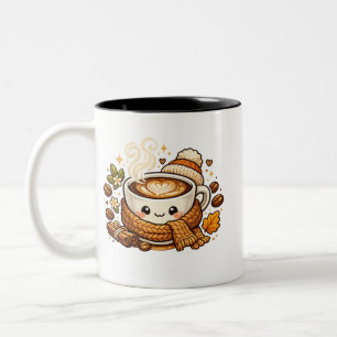 Mooie warme cappuccino koffiemok tweekleurige koffiemok