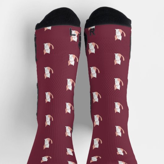 Mooie warme kat burgundy sokken (Top)