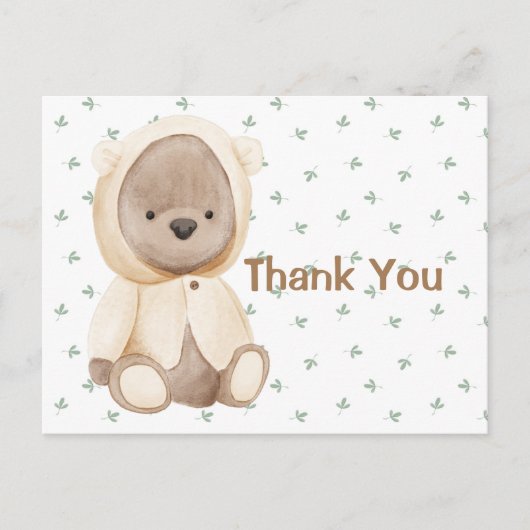 Mooie watercolor beer bedank kaart (Voorkant)