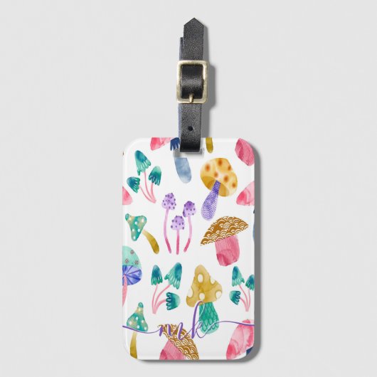Mooie watercolor paddestoelen bagagelabel (Voorkant (verticaal))