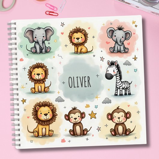 Mooie watercolor safari dierendoodles notitieboek