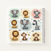 Mooie watercolor safari dierendoodles notitieboek (Achterkant)