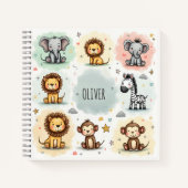 Mooie watercolor safari dierendoodles notitieboek (Voorkant)