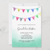 Mooie watercolor slinger vlaggen script baby showe kaart (Voorkant)