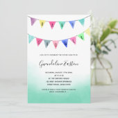 Mooie watercolor slinger vlaggen script baby showe kaart (Staand voorkant)