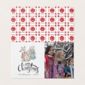 Mooie watercolor Winter Vos Kerst foto Kaart (Buitenkant ongevouwen)