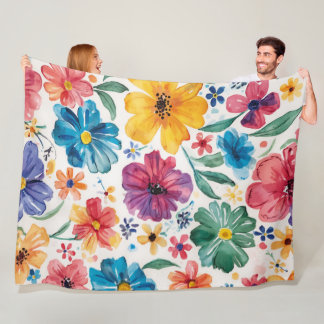 Mooie watercolorbloemen fleece deken