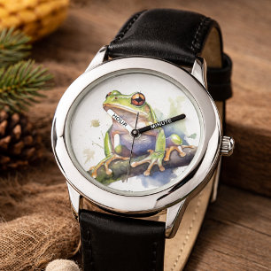 Mooie waterkleur boomkikker horloge
