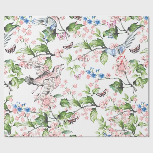 Mooie, waterkleur, met de hand geschilderde natuur cadeaupapier (Vlak)