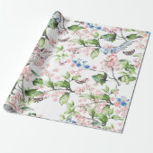 Mooie, waterkleur, met de hand geschilderde natuur cadeaupapier (Uitgerold)