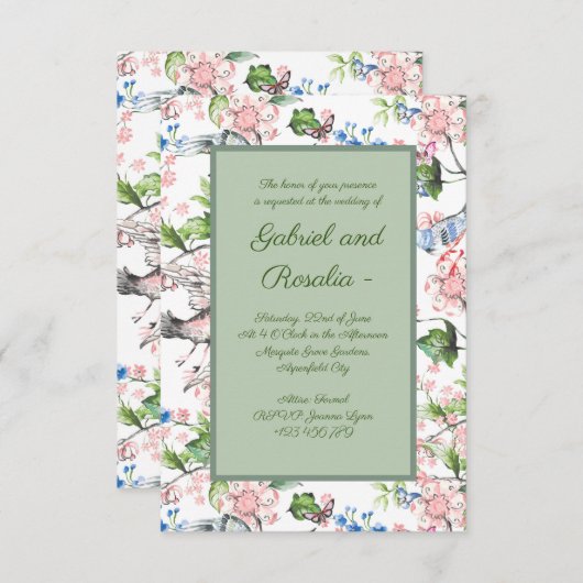 Mooie, waterkleur, met de hand geschilderde natuur save the date (Voorkant / Achterkant)