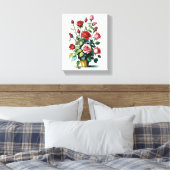 Mooie waterkleur rood en roze rozen canvas afdruk (Insitu (Slaapkamer))