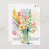 Mooie waterkleurboeket van bloemen briefkaart (Voorkant / Achterkant)