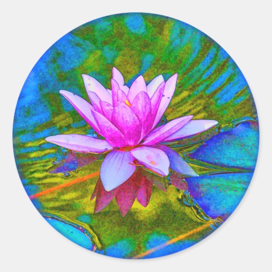 Mooie Waterlelie Lotus Blossom Yoga Ronde Sticker (Voorkant)