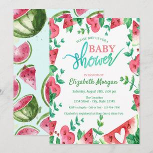 Mooie Watermeloen Hart Baby Shower Kaart