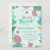 Mooie Watermeloen, Tropische Bladeren Baby Shower Kaart (Voorkant)