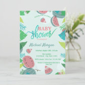 Mooie Watermeloen, Tropische Bladeren Baby Shower Kaart (Staand voorkant)