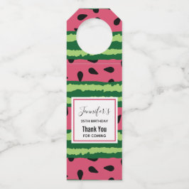 Mooie watermeloenpatroon roze & groene verjaardag flessenhanger
