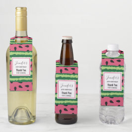 Mooie watermeloenpatroon roze & groene verjaardag flessenhanger