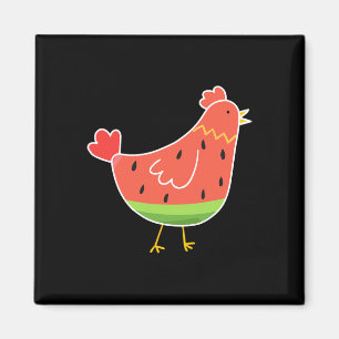 Mooie Watermeloenprint Kippenliefhebber Boer Zomer Magneet