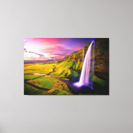 Mooie waterval bij Sunset Natuur Canvas Afdruk