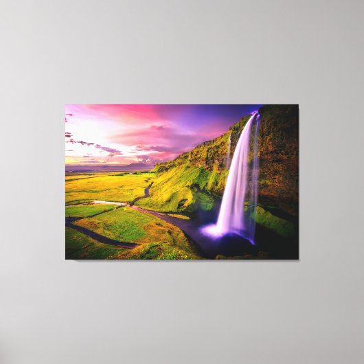 Mooie waterval bij Sunset Natuur Canvas Afdruk (Voorkant)