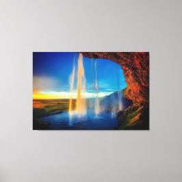 Mooie waterval bij Sunset Natuur Canvas Afdruk