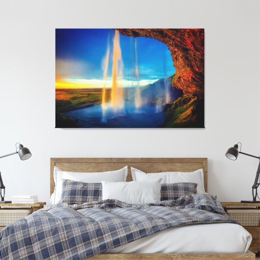Mooie waterval bij Sunset Natuur Canvas Afdruk (Insitu (Slaapkamer))
