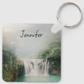 Mooie Waterval in een Bergbos Sleutelhanger (Achterkant)