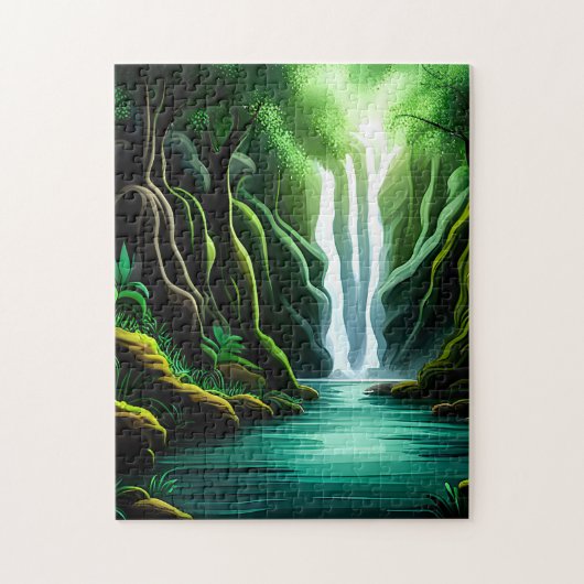 Mooie waterval in het Oerwoud Legpuzzel (Verticaal)