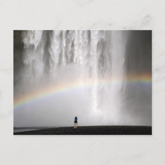 Mooie waterval in IJsland met regenboog Briefkaart (Voorkant)