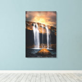 Mooie Waterval Landschap Canvas Afdruk (Insitu (Houten vloer))