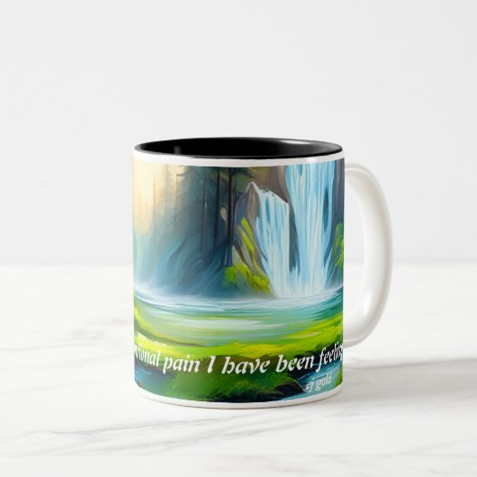 Mooie waterval mantra koffie mok (Voorkant rechts)