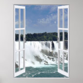 Mooie Waterval Nep Raam Uitzicht Poster (Voorkant)