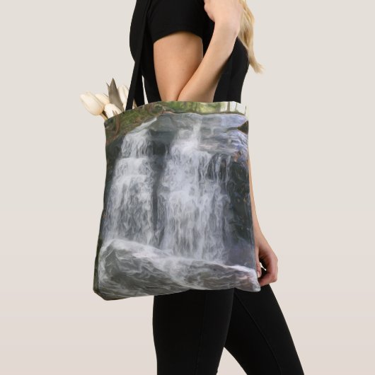 Mooie Waterval Olie Schilderij Tote Bag (Dichtbij)