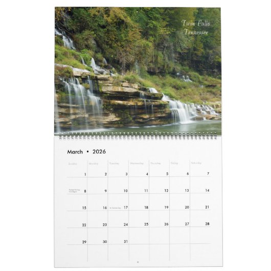 Mooie watervallen kalender (Mar 2026)