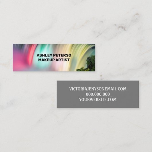 Mooie watervallen met florescent mini visitekaartje (Voorkant / Achterkant)