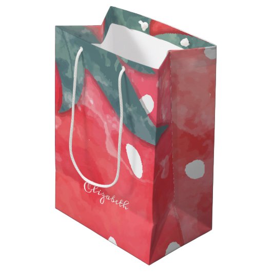 Mooie Waterverf Aardbei Medium Cadeauzakje (Voorkant Gekanteld)
