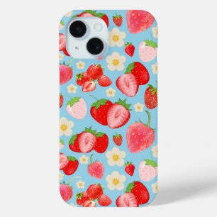 Mooie waterverf aardbei naadloos patroon iPhone 15 case