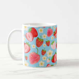 Mooie waterverf aardbei naadloos patroon koffiemok
