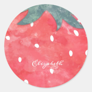 Mooie Waterverf Aardbei Ronde Sticker