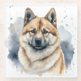 MOOIE WATERVERF AKITA HONDENGEZICHT GLAZEN ONDERZETTER