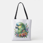 Mooie Waterverf Amazon Parrot gepersonaliseerd Tote Bag (Achterkant)