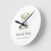 Mooie Waterverf Babebeer Blauwe Strik Ronde Klok (Hoek)