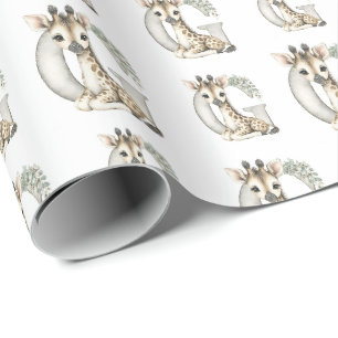 Mooie waterverf baby dier alfabet Giraffe Cadeaupapier