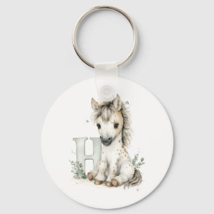 Mooie Waterverf Baby Dieren Alfabet Paard Sleutelhanger