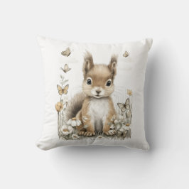 Mooie Waterverf Baby Dieren met Bloemen Kussen
