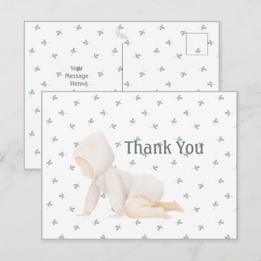 Mooie waterverf baby eenvoudige bedankkaart briefkaart (Voorkant / Achterkant)